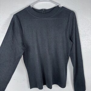 Ming Wang Long Sleeeve Soft Knit Charcoal Back Zipper Long Sleeve Sweater Size S